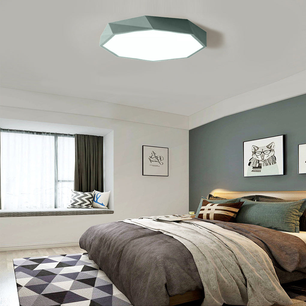 Modern Geometric LED Flush Mount Ceiling Light with Remote Control