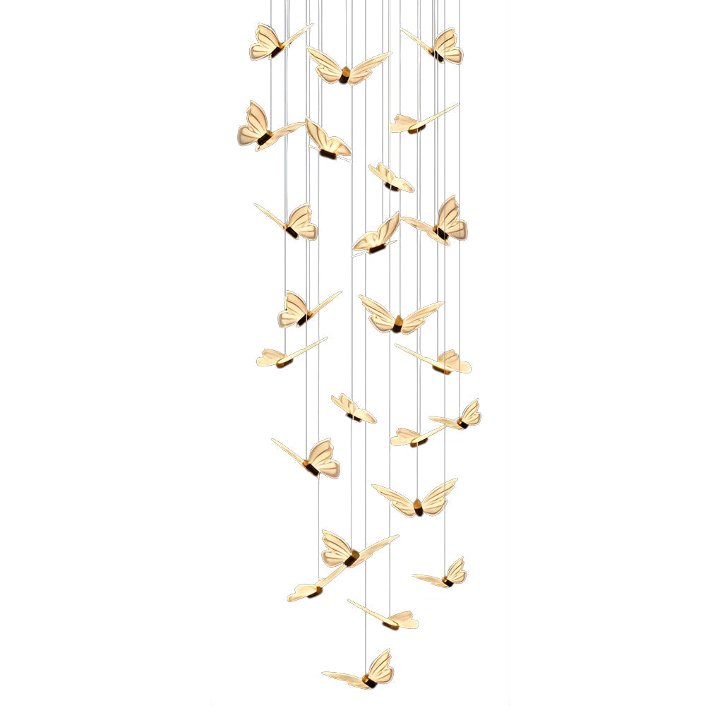 Butterfly Spiral LED Staircase Chandelier with 3-Step Dimming