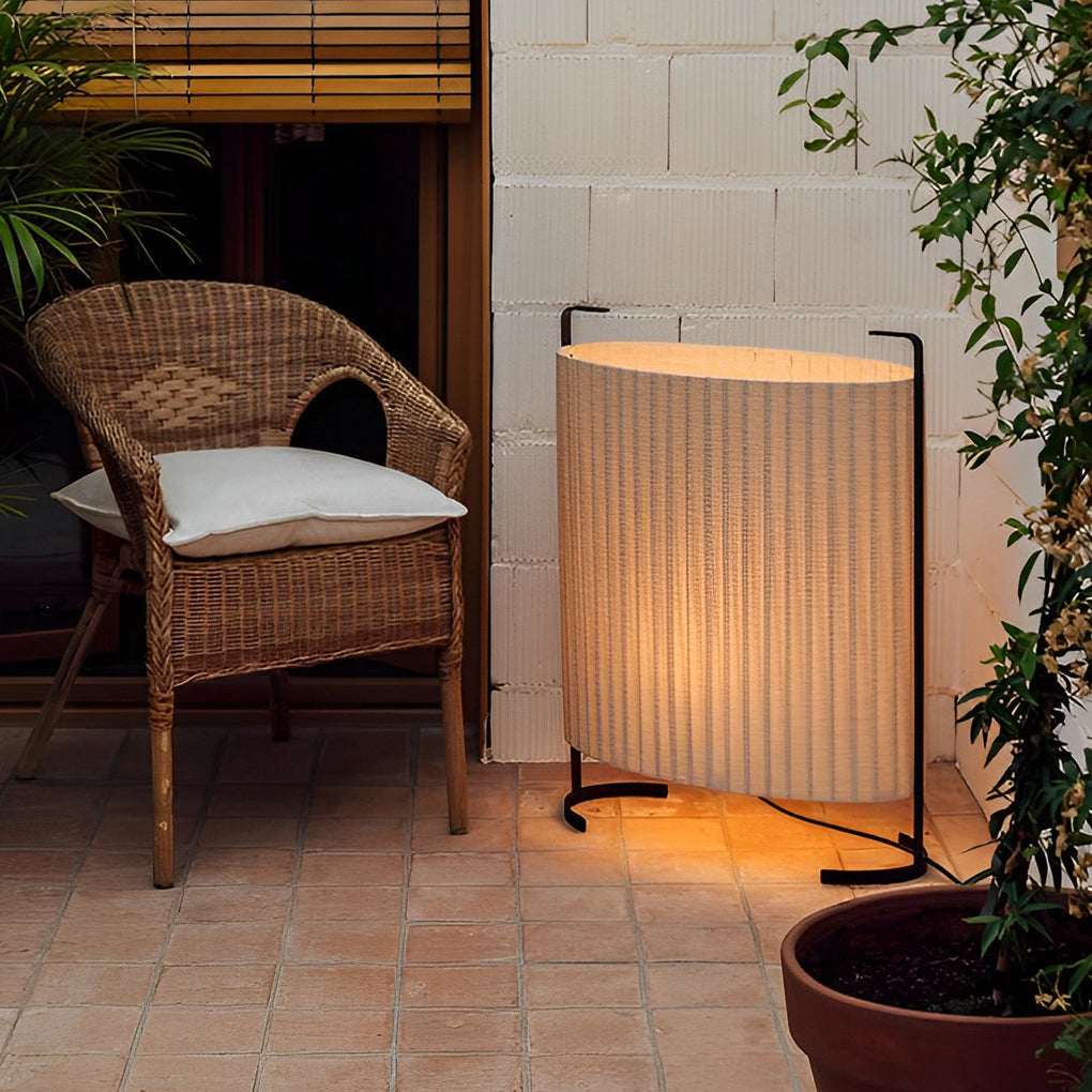 Japanese-Style Fabric Outdoor Floor Lamp - Modern Aluminum Frame