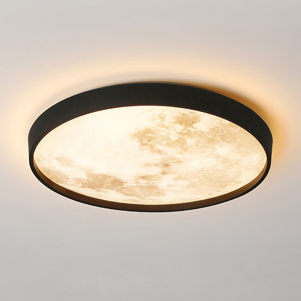 Modern Moon LED Flush Mount Ceiling Light with 3-Step Dimming