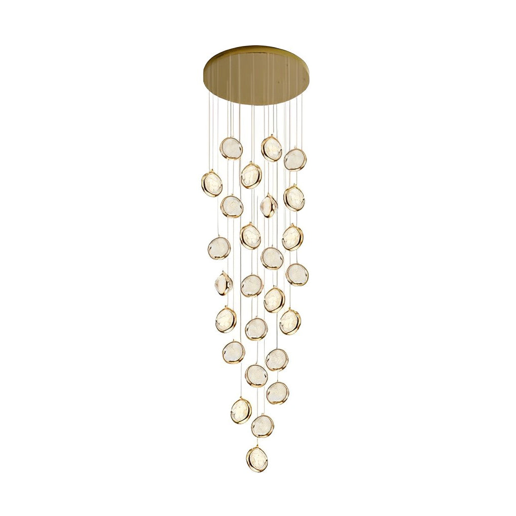 Crystal Cluster Adjustable Staircase Chandelier Modern Gold Finish