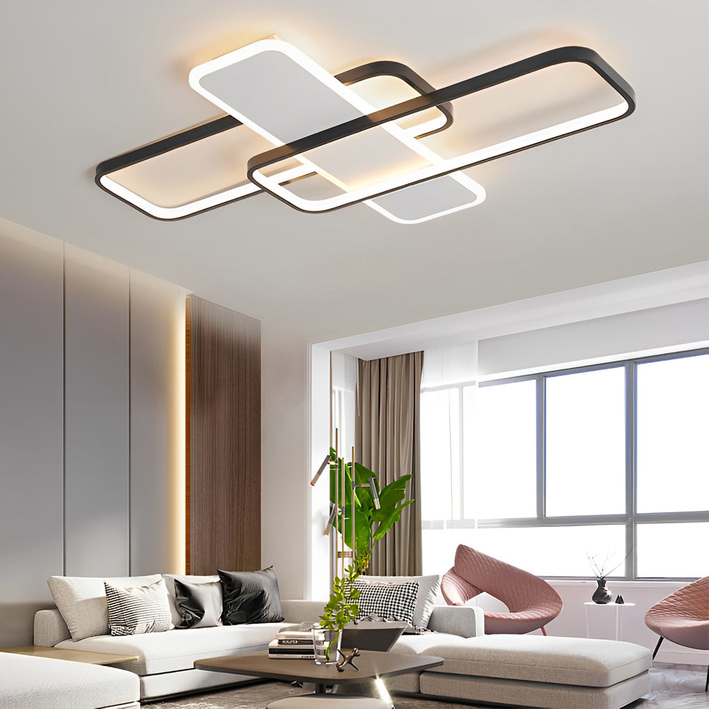 Modern Square Overlapping LED Ceiling Light with Stepless Dimming