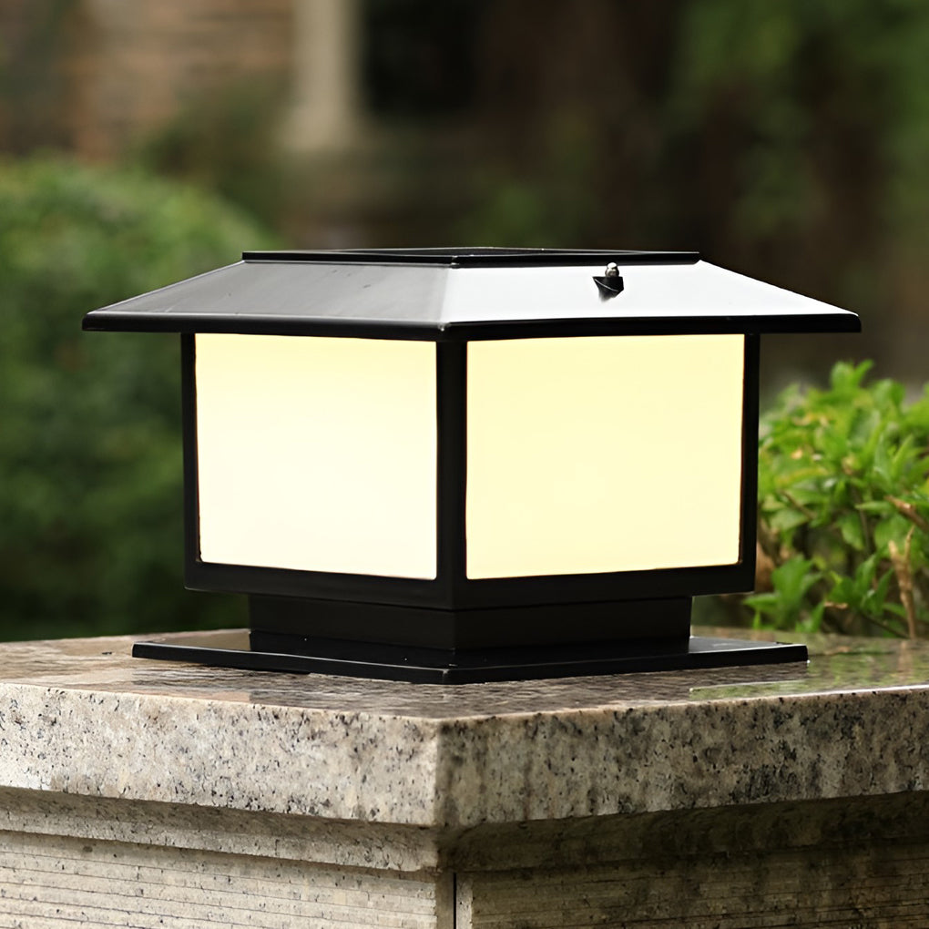 Square LED Solar Fence Post Light with Three-Step Dimming