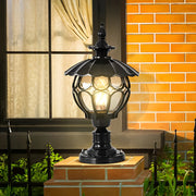 Outdoor Pillar Lamp | Cognac Glass | Die-Cast Aluminum