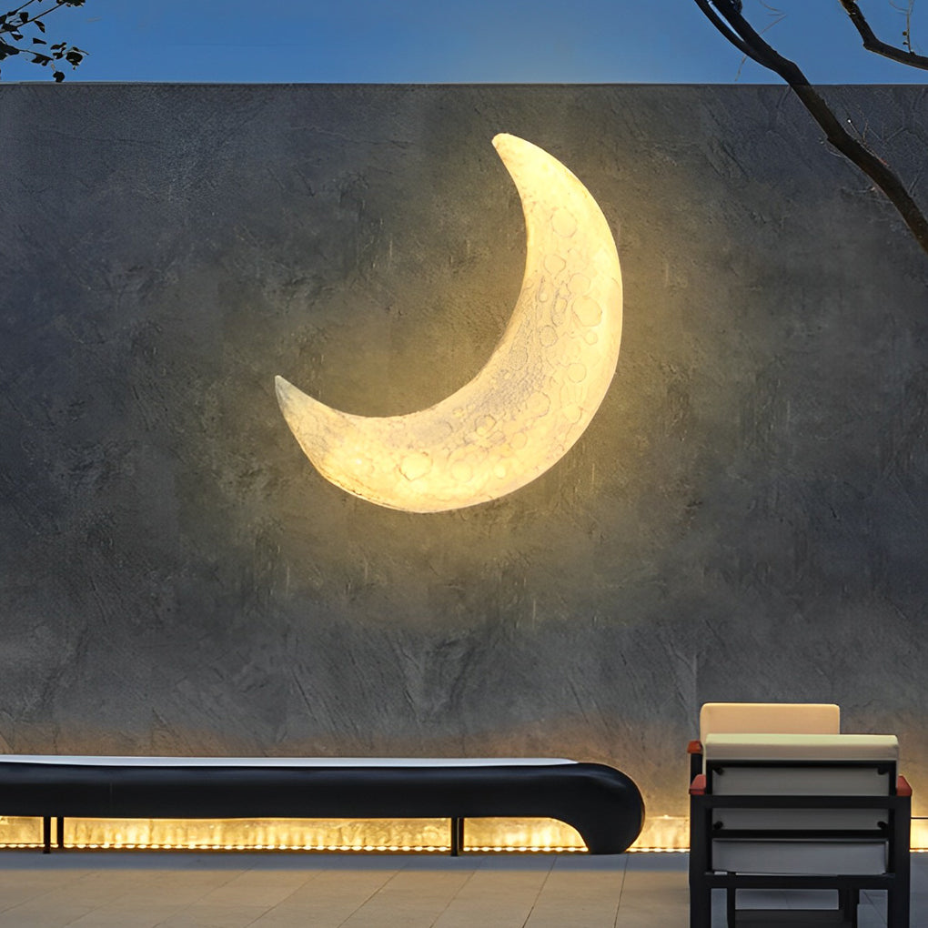 Moon Resin Waterproof LED Outdoor Wall Sconce Modern White
