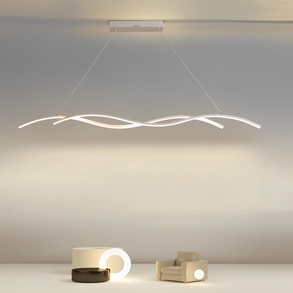 Double Wave Modern LED Pendant Light in Black or White