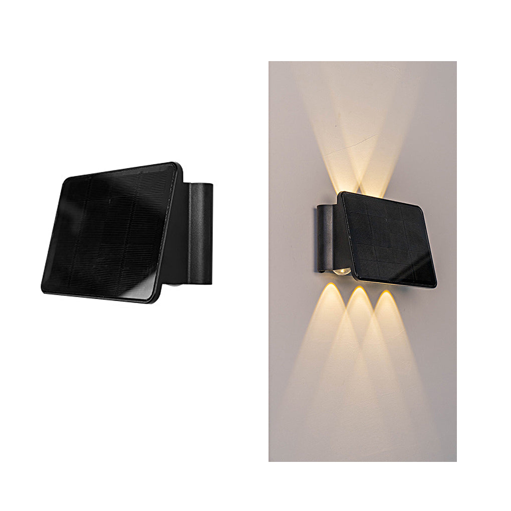 Modern Solar LED Outdoor Wall Light - Up Down Waterproof Black