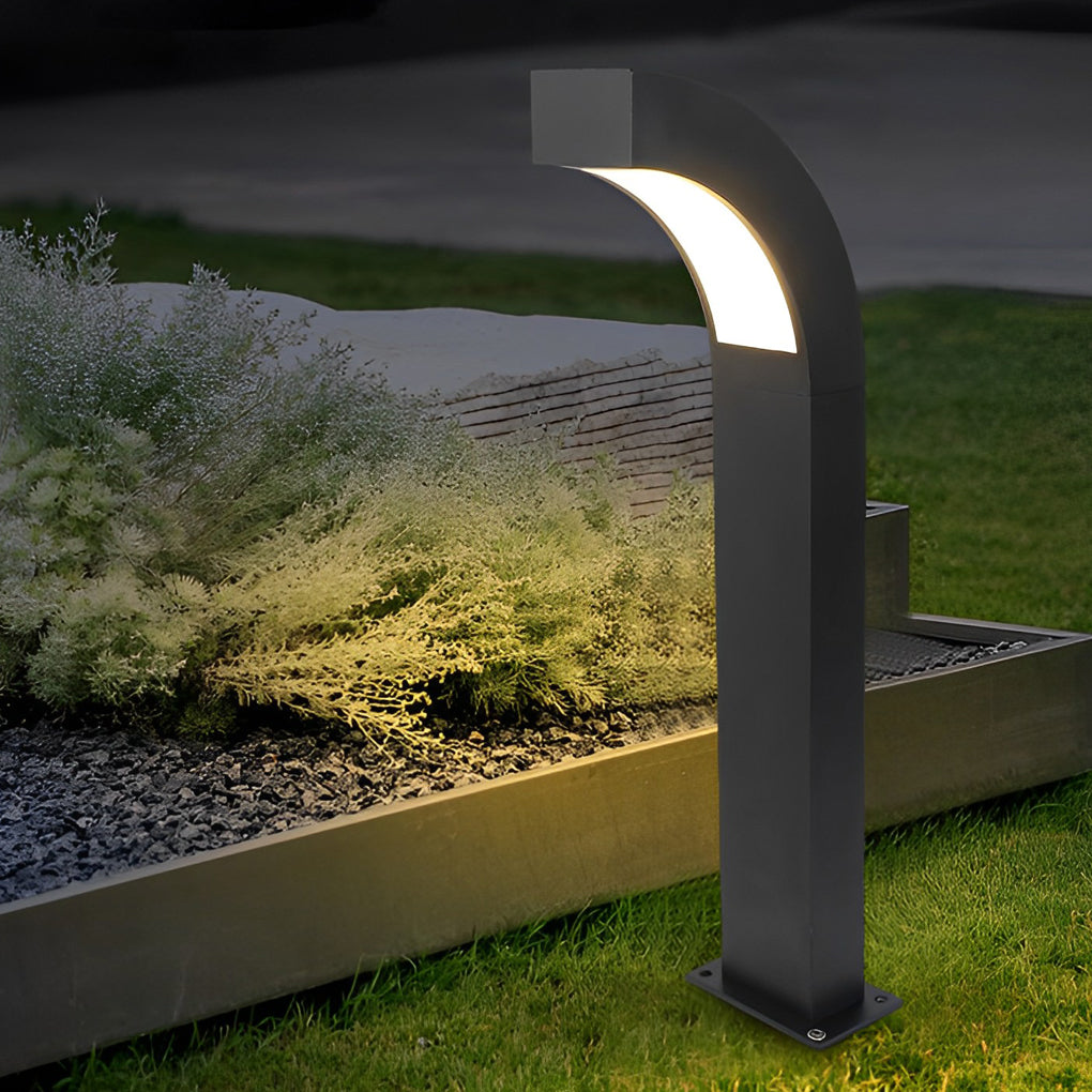 Curved LED Path Light Modern Black Aluminum Outdoor Landscape Lighting