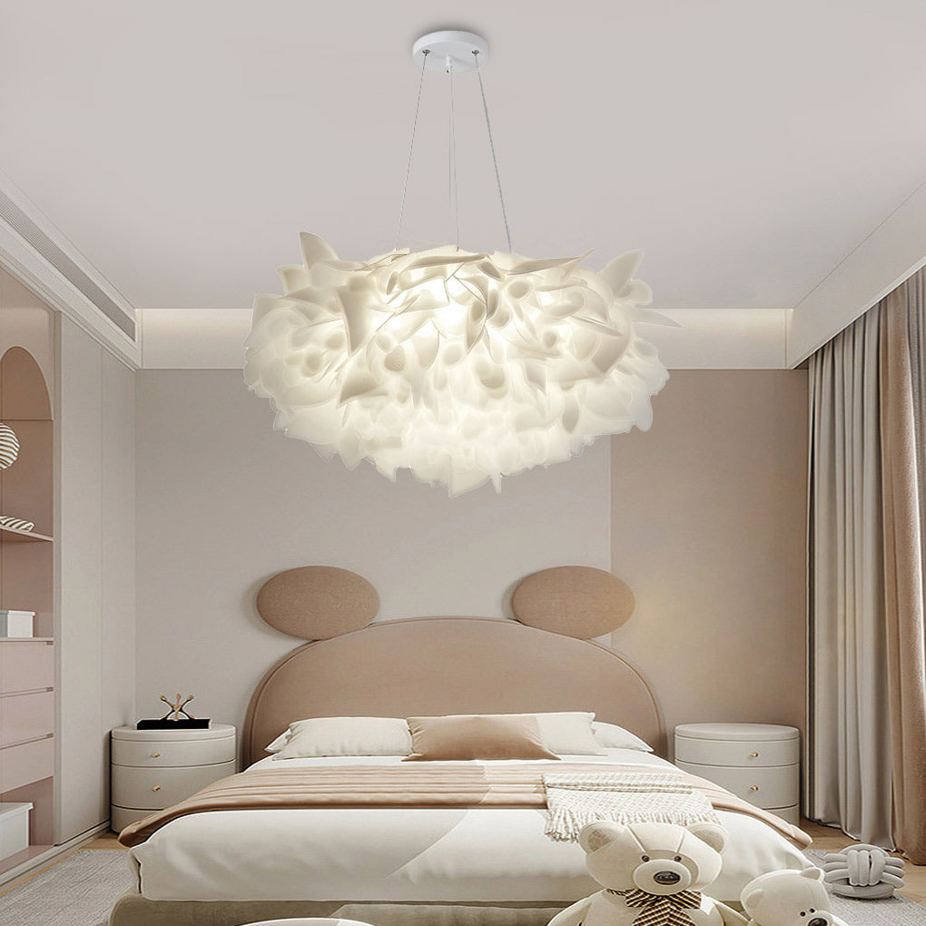 Modern White Flower Petal LED Pendant Light - 3-Step Dimmable