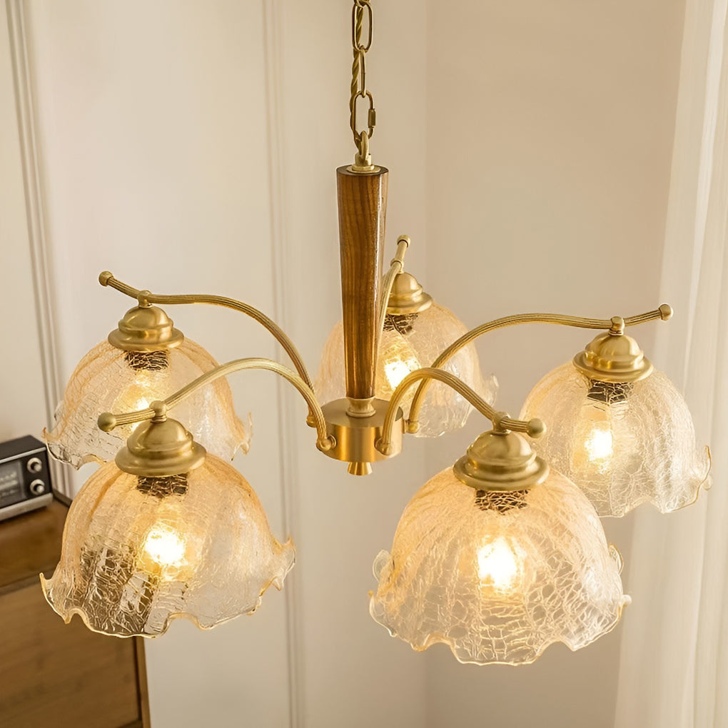 Cracked Glass Chandelier 3-Light Vintage Pendant Ceiling Lamp