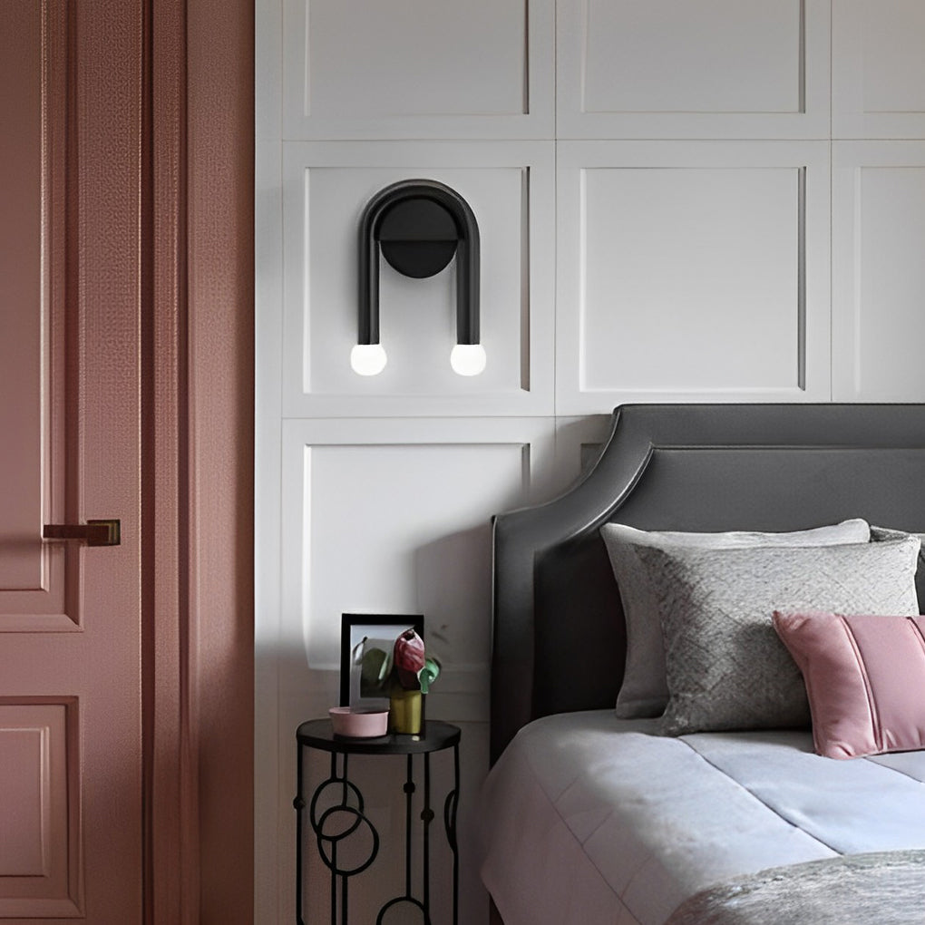 Modern Black Wall Sconce with Dual Glass Shades - G4 Wall Lamp