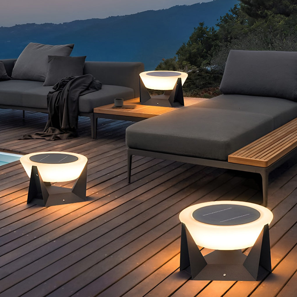 Solar LED Outdoor Post Light - Gray Stainless Steel Pillar Lamp