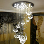 Spiral Crystal Raindrop LED Staircase Chandelier Modern Luxury