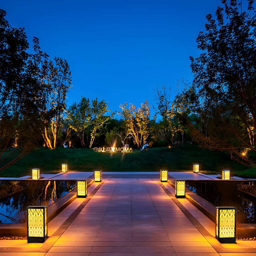 Vintage Waterproof LED Bollard Light - Black Outdoor Landscape Lamp