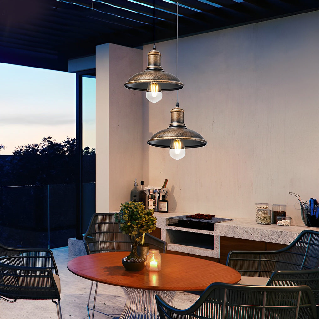 Retro Industrial Waterproof Iron Outdoor Pendant Light