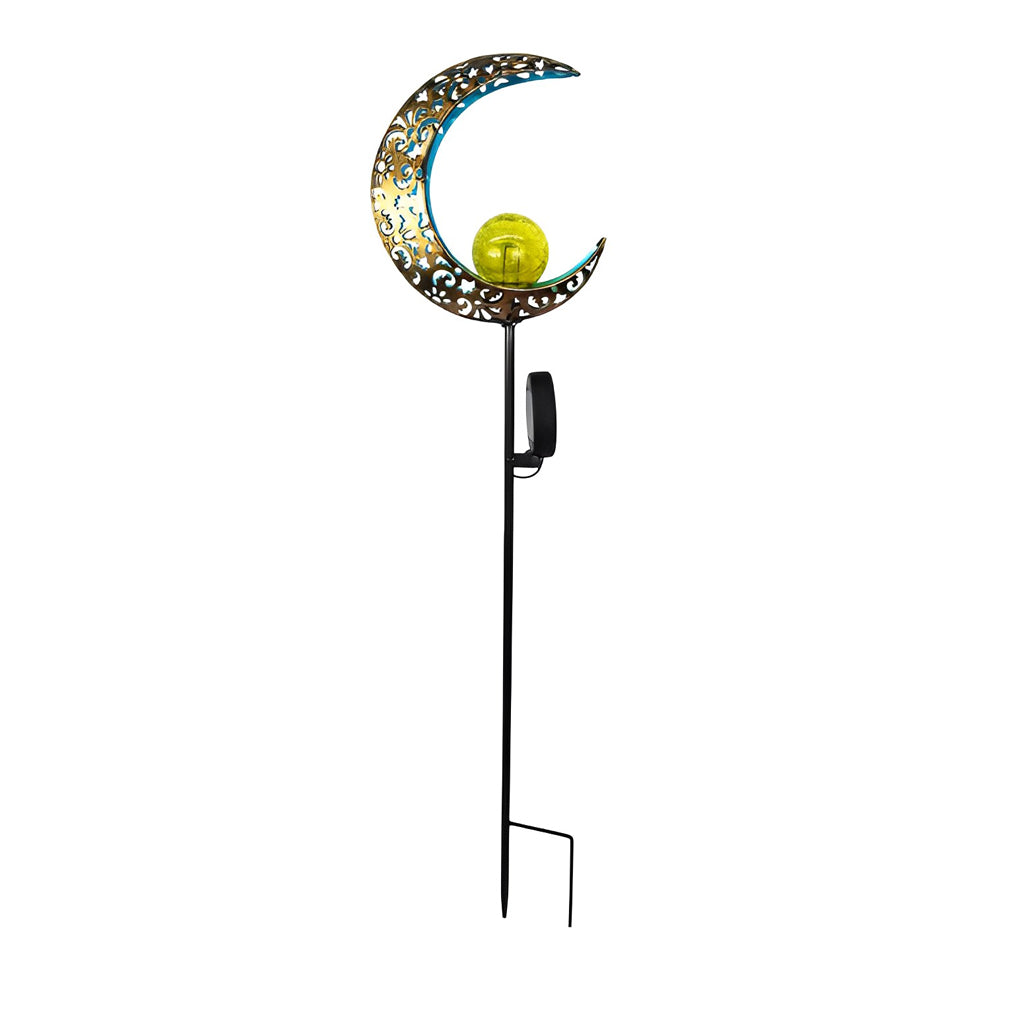 Solar Garden Stake Light with Hollow Iron Frame & Glass Globe