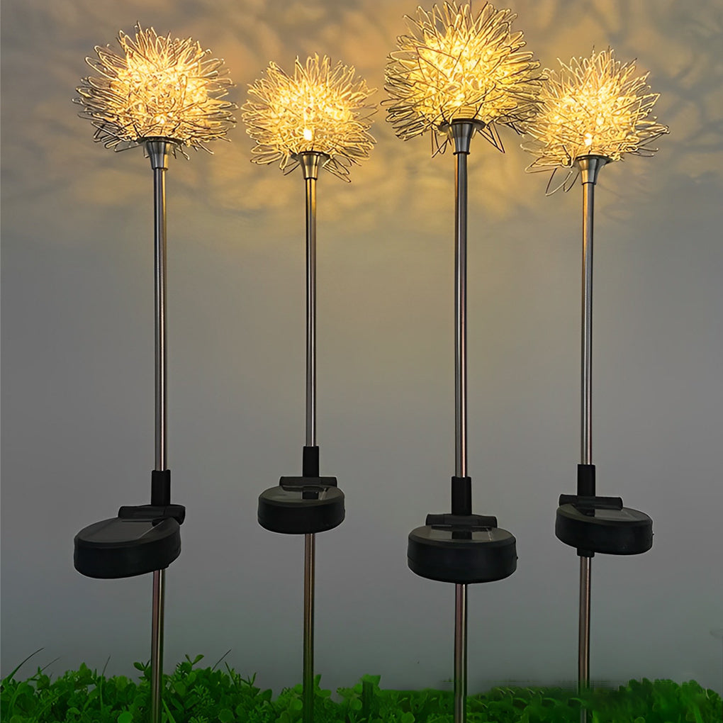 Modern Solar Dandelion Garden Lights | Aluminum LED Lawn Stake Set