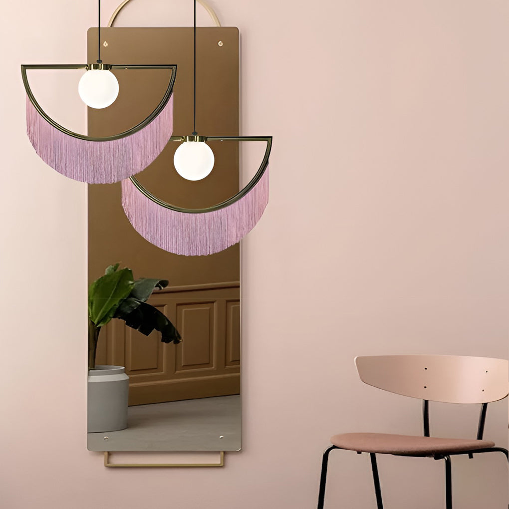 Pink Tassel Modern Pendant Light with Adjustable Height