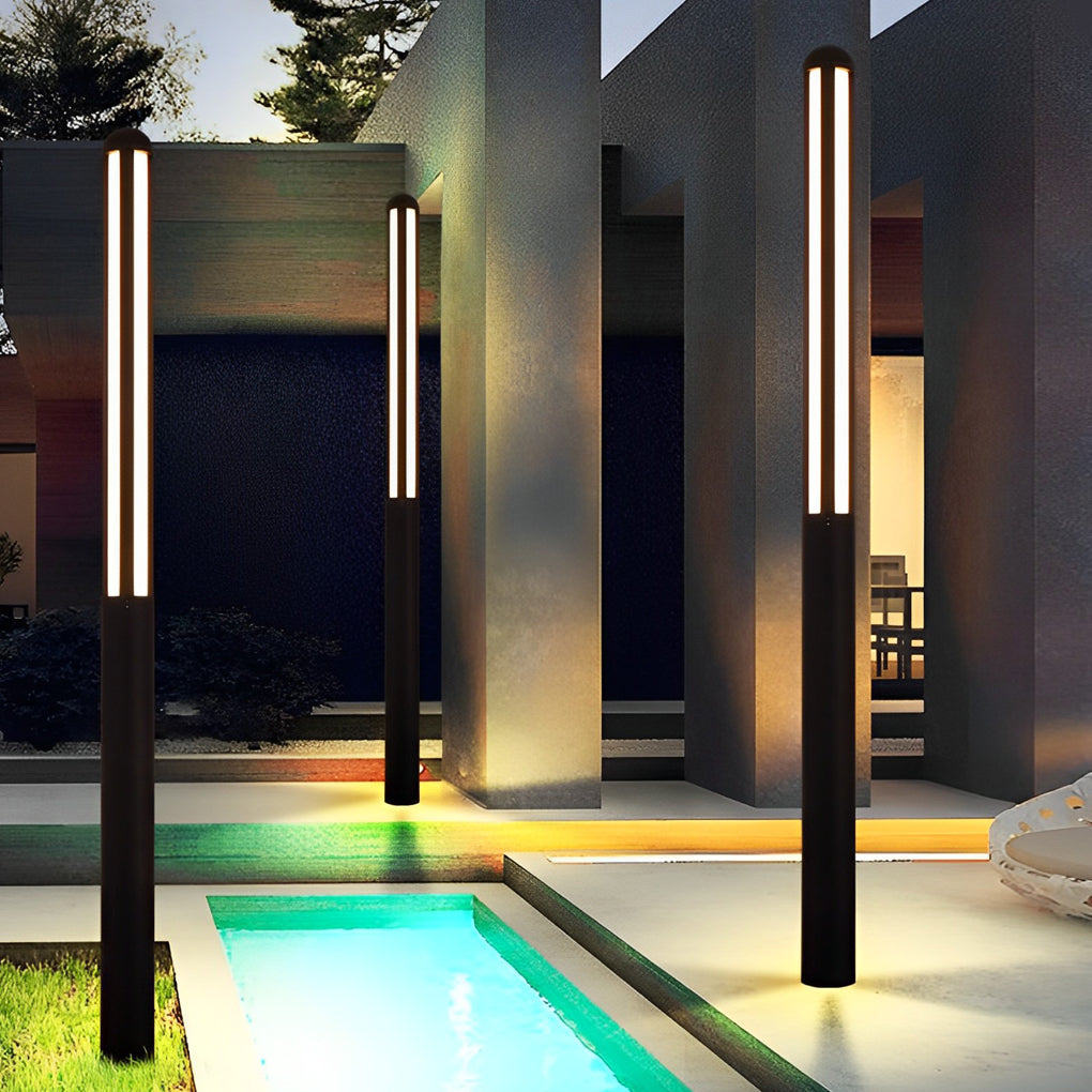 Modern Black Aluminum LED Bollard Light – Outdoor Waterproof