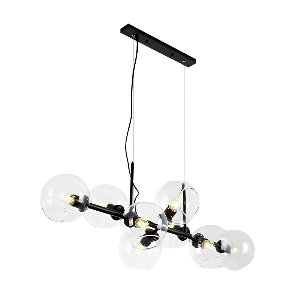 8-Light Glass Shade LED Chandelier Modern Dining Room Fixture