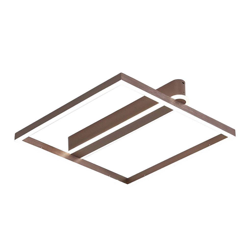 Modern Double Frame Semi Flush Ceiling Light - Aluminum & Acrylic