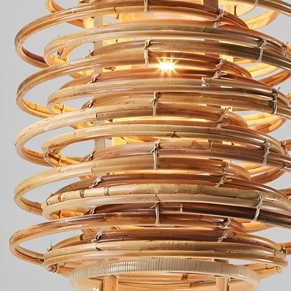16" Bamboo Pendant Light - Farmhouse Round Ceiling Fixture