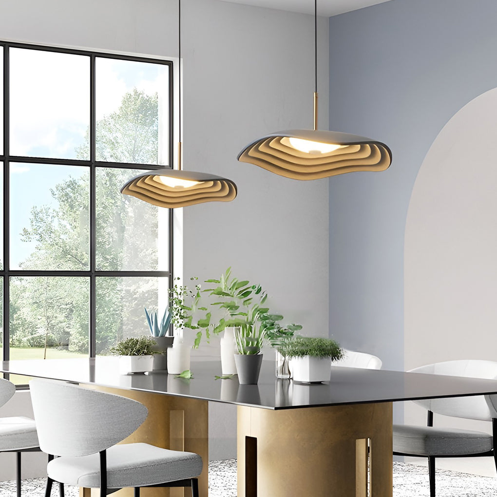 Modern Round Resin Pendant Light with 12W LED – Black & Gray