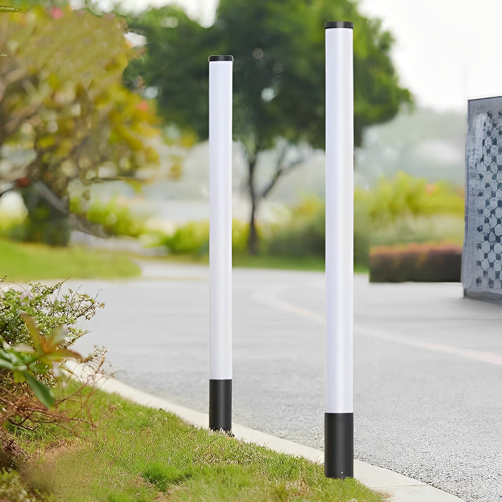 Modern Cylindrical Acrylic Outdoor Lawn Light - Black IP65