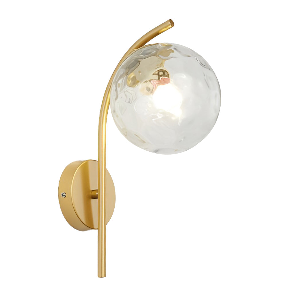 Glass Ball Wall Sconce with Metal Frame - Modern Plug-In Light