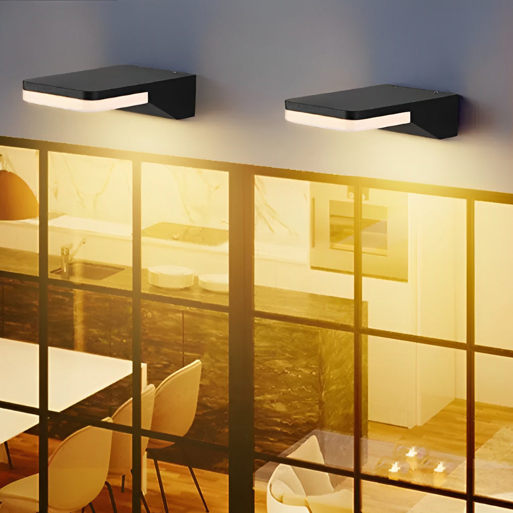 Modern Rectangular LED Outdoor Wall Sconce Black Waterproof