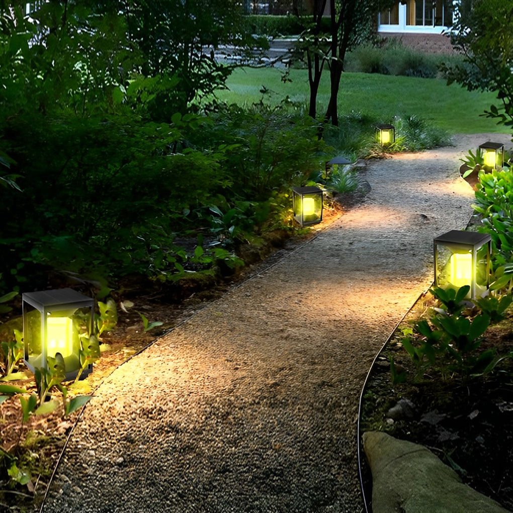 Square Modern Solar LED Fence Post Light - Waterproof Aluminum