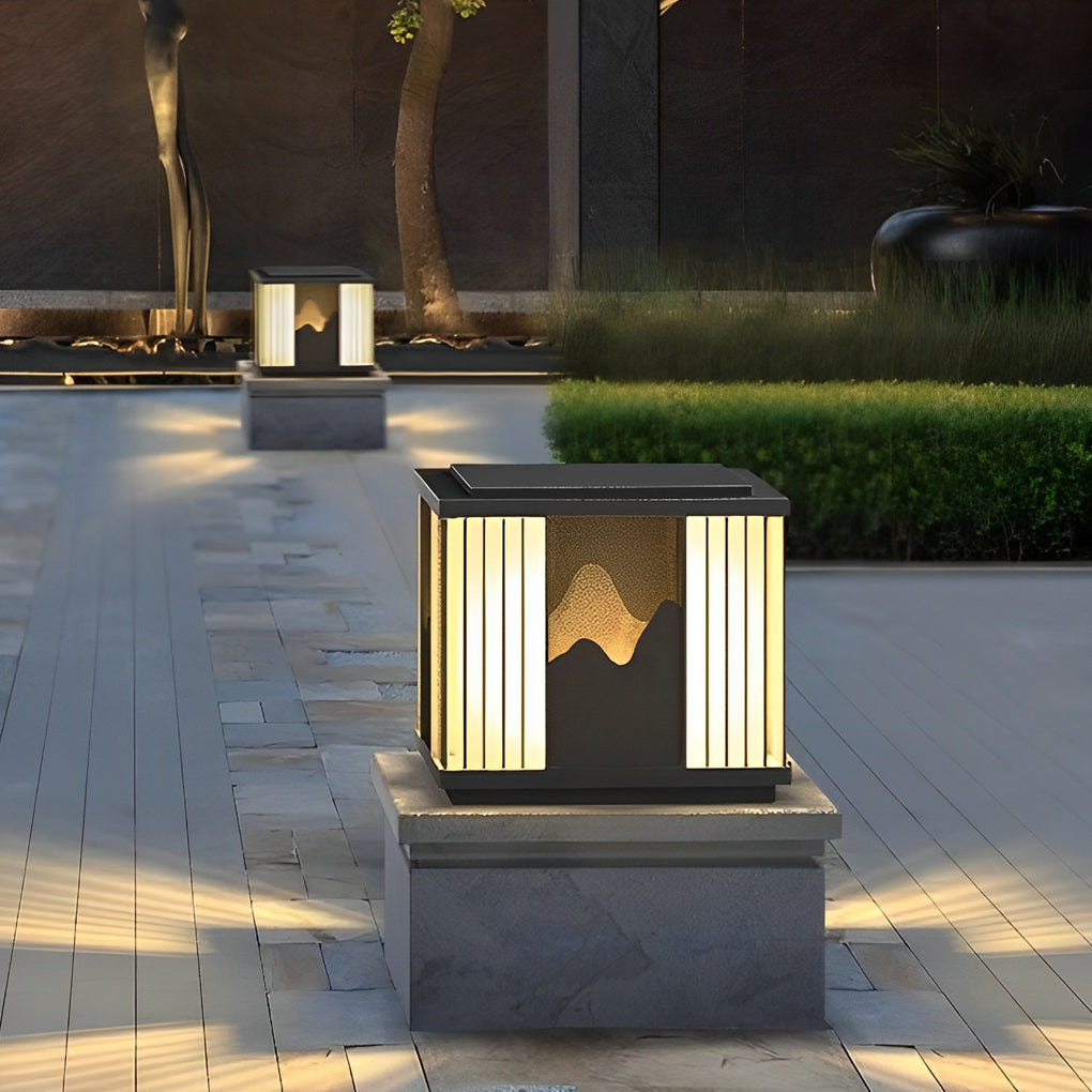 Mountain Scenery Solar Post Cap Light - Waterproof LED Outdoor