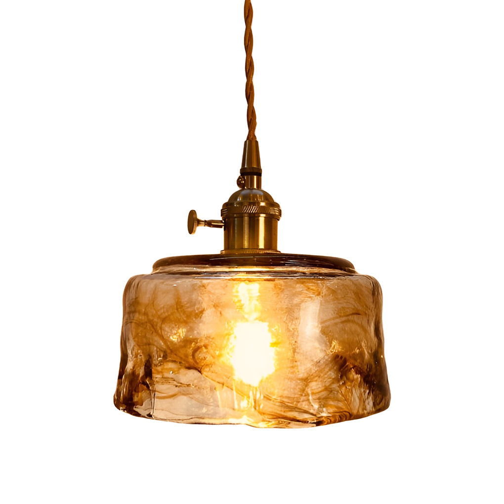 Modern Glass Pendant Light with Electroplated Metal Finish