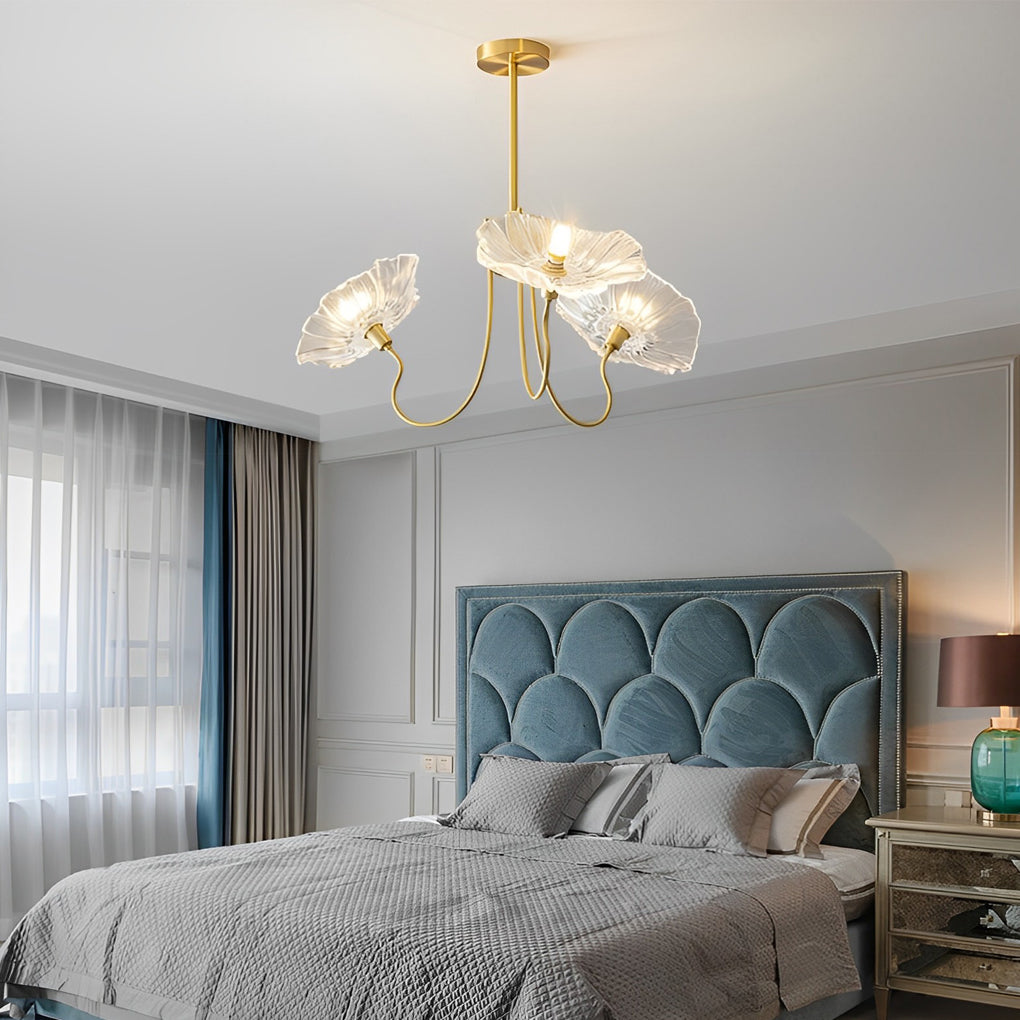 Flower Glass Shade Copper Chandelier – Modern Minimalist Design