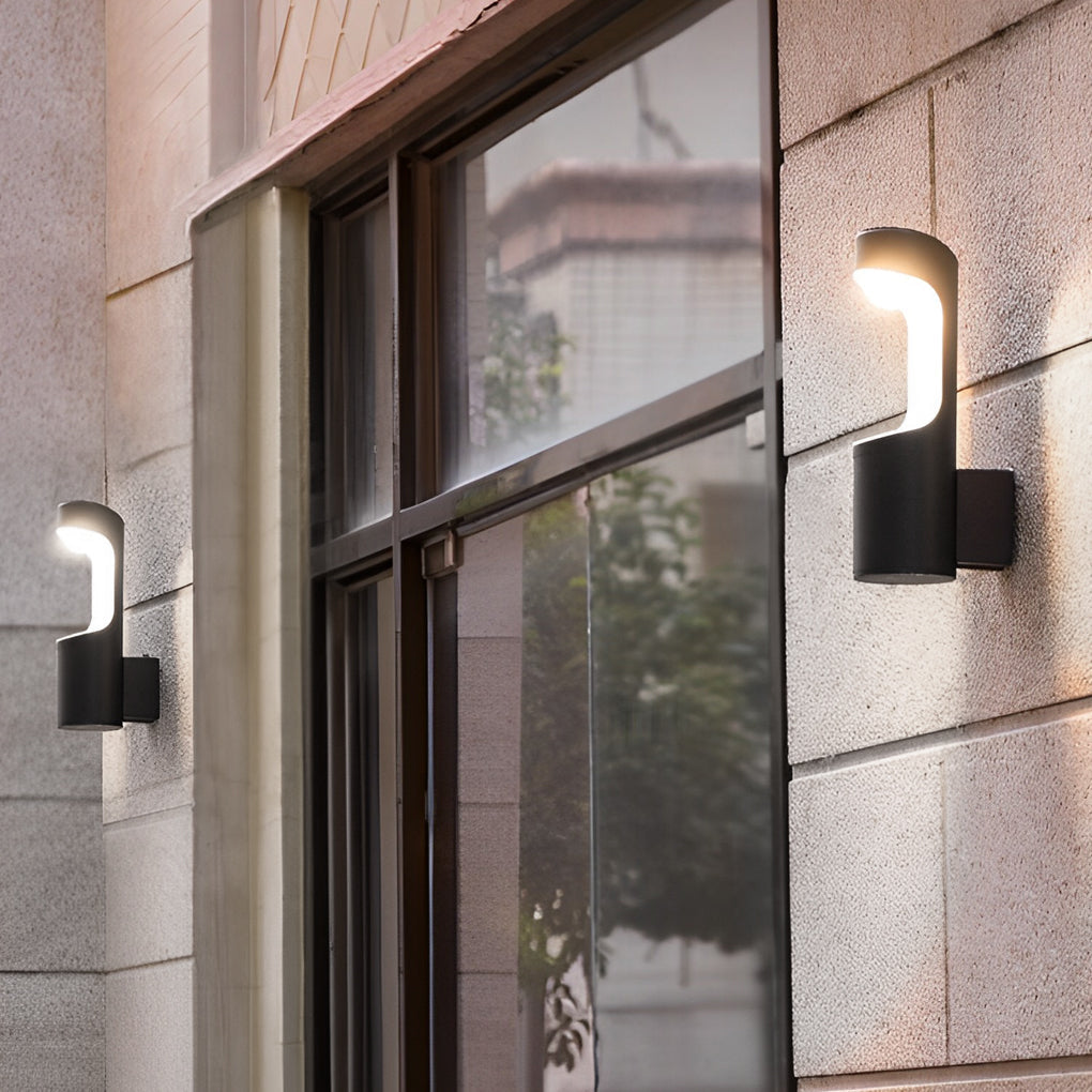 Modern LED Outdoor Wall Lamp Black Aluminum Waterproof