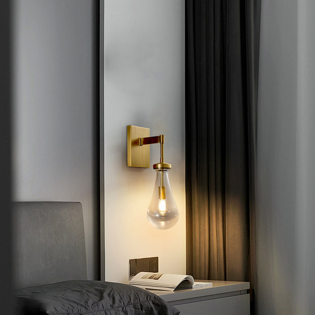 Crystal Water Drop Modern Wall Sconce with Copper Finish