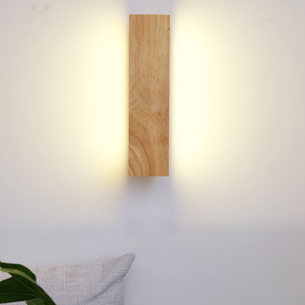 Rotatable Rectangular Wood LED Wall Lamp with Acrylic Shade