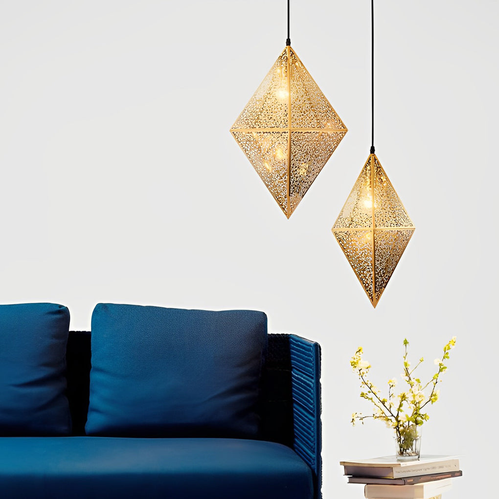 Geometric Stainless Steel Pendant Light - Modern Hollow Design