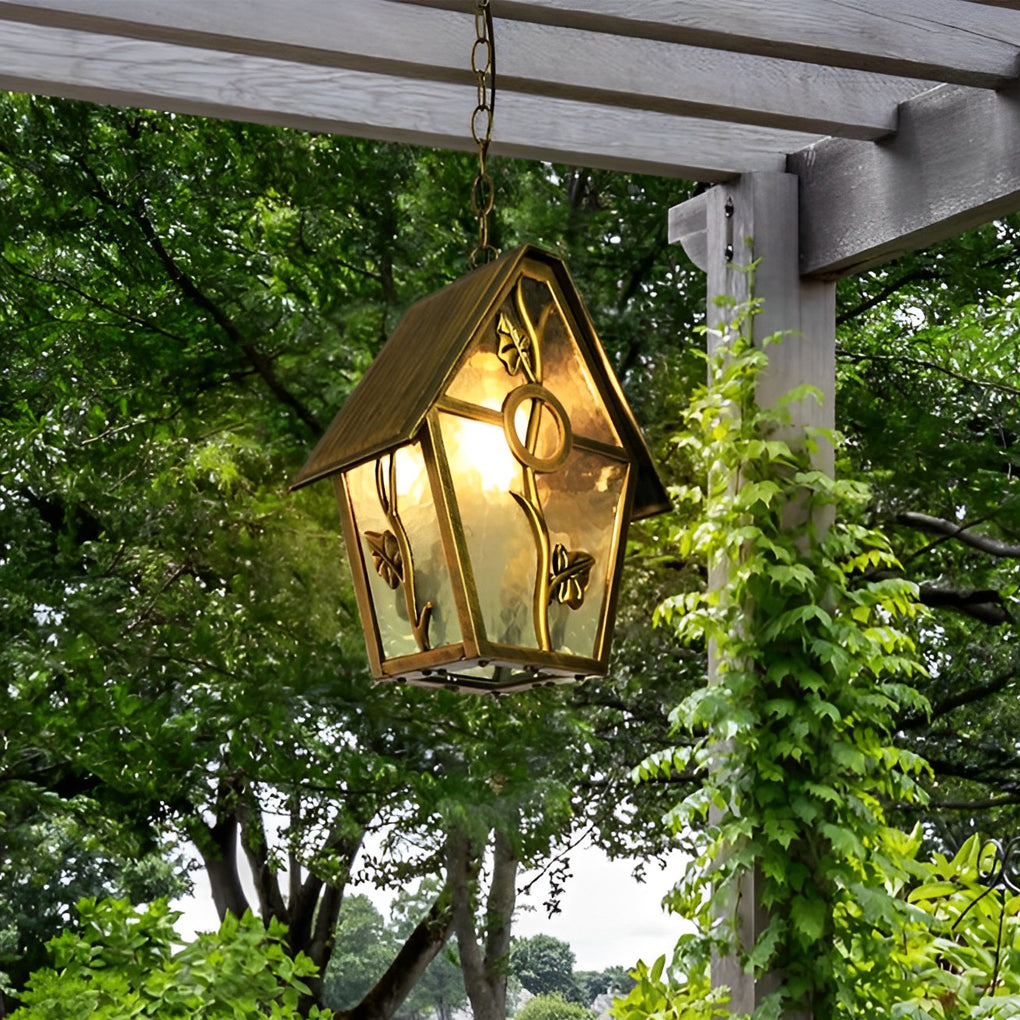 Modern Glass Outdoor Pendant Light - Weatherproof Aluminum Bronze