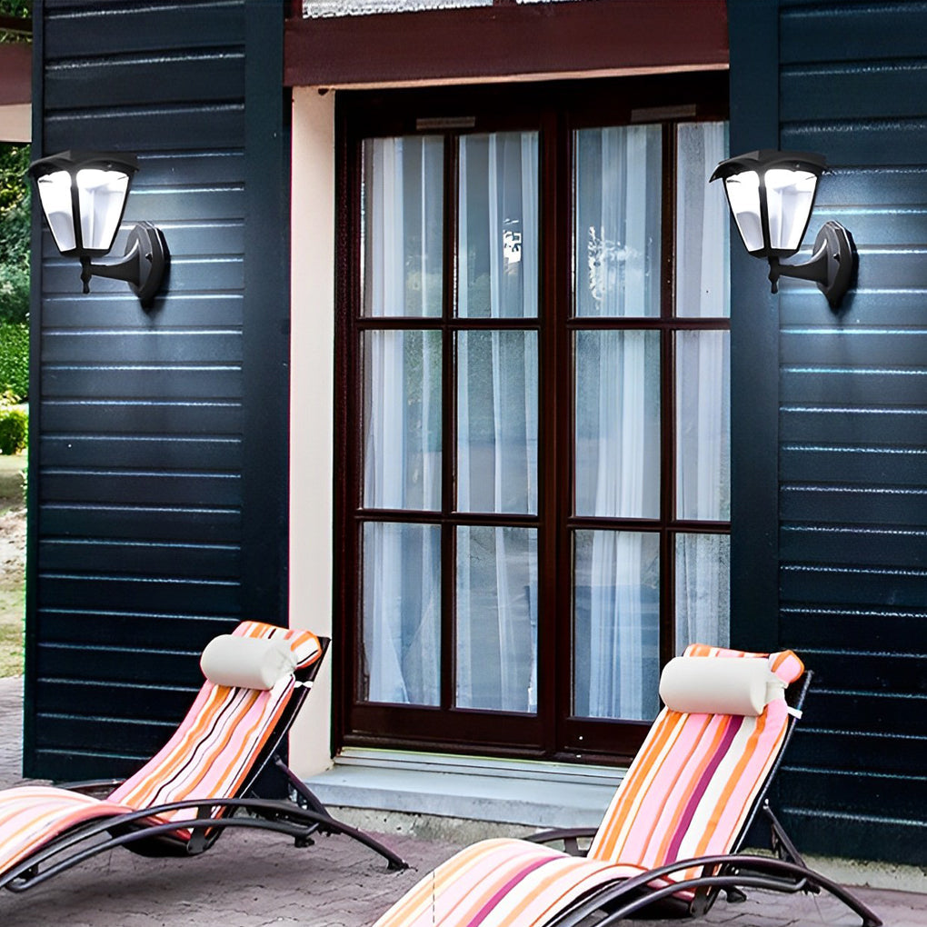 Solar Powered LED Outdoor Wall Light - Modern Black Aluminum