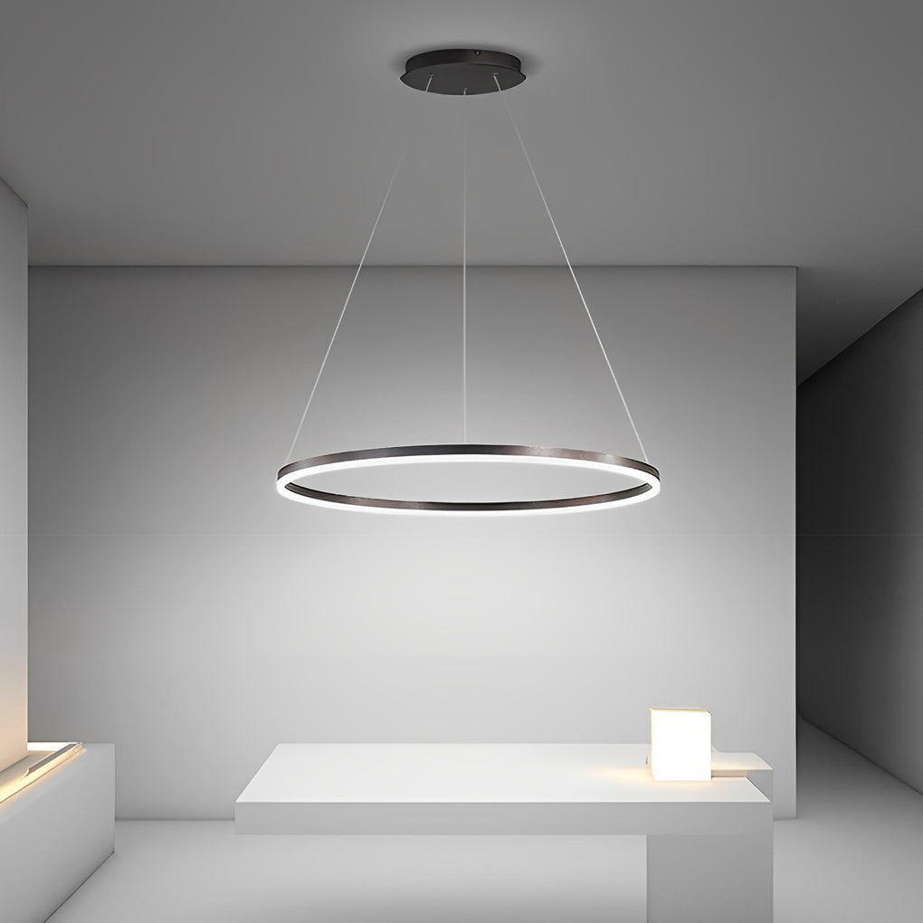 16" Modern Circle Pendant Light - Acrylic & Aluminum LED Fixture