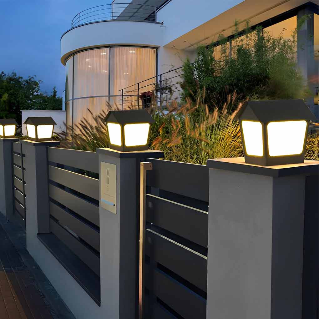Modern Cottage Solar Fence Post Light - Stainless Steel Black