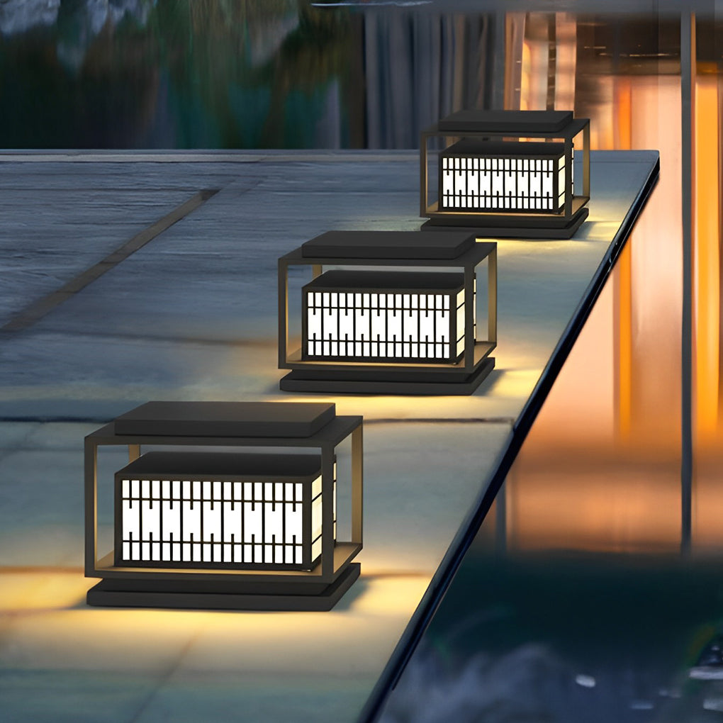 Square Industrial LED Outdoor Post Light - Waterproof Black Metal