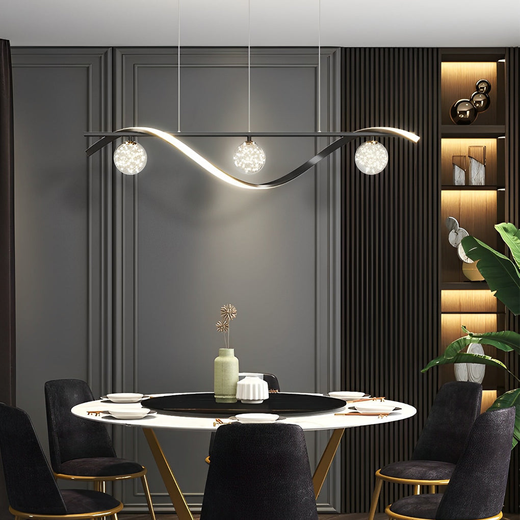 Modern Glass Ball Chandelier with Three-Step Dimming | LED Pendant