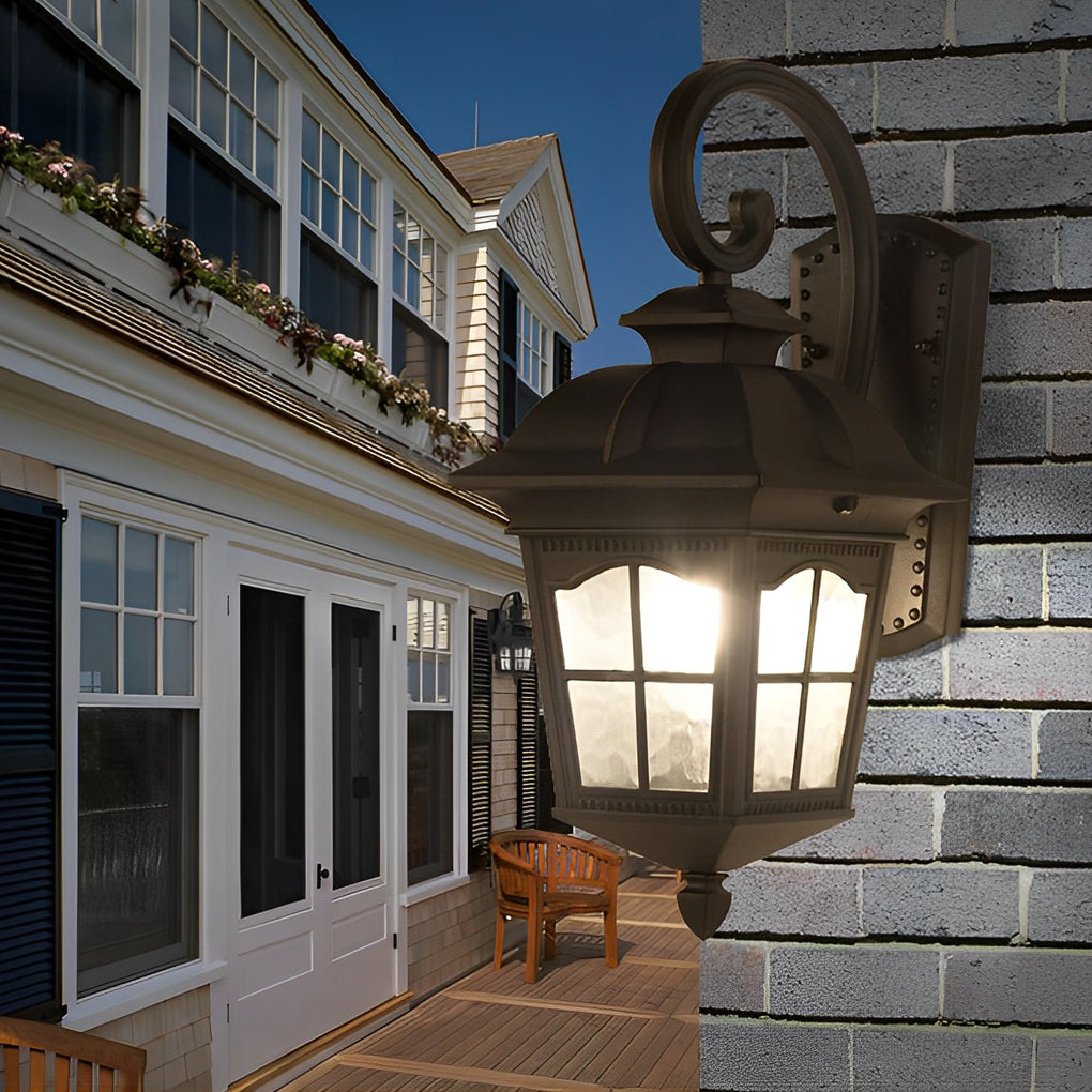 Retro European Outdoor Wall Light - Die-Cast Aluminum & Glass