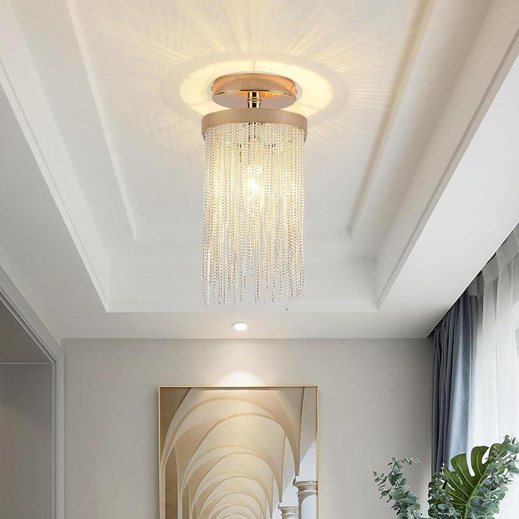 Modern Farmhouse Tassel Semi Flush Mount Ceiling Light