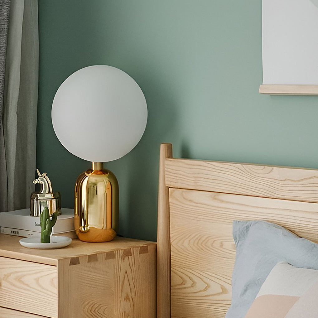 Modern Glass Globe Table Lamp with Metal Base