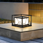 Square Solar Post Cap Light with Mountain Scenery Design
