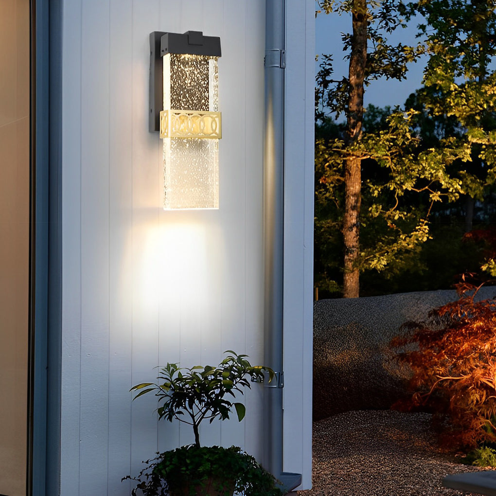 Crystal Bubble Outdoor Wall Light - Modern Black Aluminum LED Sconce