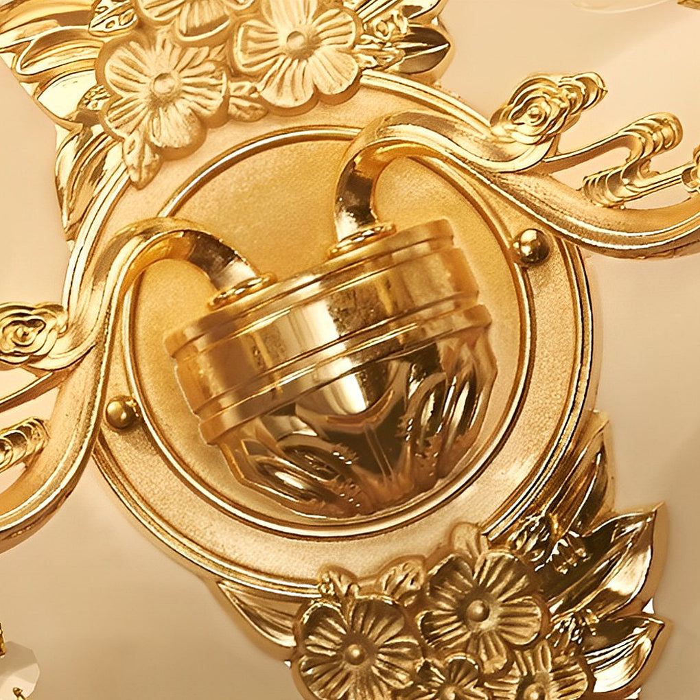 Crystal Glass Flower Wall Sconce with Three-Step Dimming - Gold